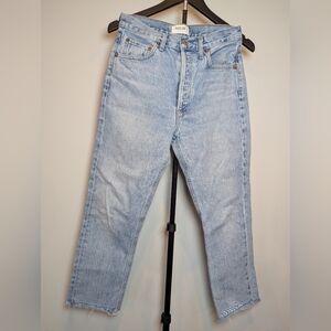 Agolde Riley High Rise Straight Crop Jeans 100% Cotton in Light Wash | Size 26